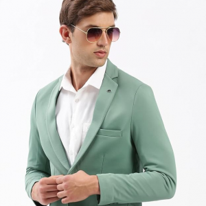 Notched Lapel Collar Single-Breasted Slim Fit Formal Blazer