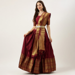 Woven Design Semi-Stitched Lehenga & Unstitched Blouse With Dupatta
